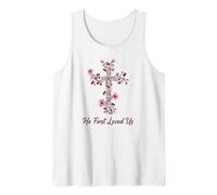 He First Loved Us Christian Scripture Faith Love Cross Tank Top
