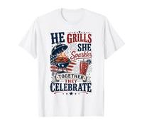 He Grills She Sparkles Together They Celebrate T-Shirt