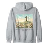 He Has Risen Easter Cross Matthew 28:6 Christian Faith Zip Hoodie