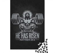 He Has Risen - Jesus Squat Workout Adult Jigsaw Puzzle, 1000 Pieces, 52x38cm/1000pcs, for Progress Whenever Time Allows; Low-dust White Cardboard Pieces