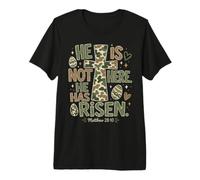 He Has Risen Matthew 28:6 Christian Easter Egg Camo Cross Premium T-Shirt