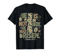 He Has Risen Matthew 28:6 Christian Easter Egg Camo Cross T-Shirt