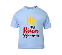 He has Risen Religious Easter Statement [EAST23] Short Sleeve Cotton Toddler t Shirt, 1-2 Years, Pastel Blue