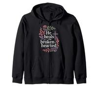 He Heals The Brokenhearted Faith Bible Comfort |- Zip Hoodie