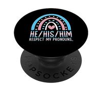 He/Him/His LGBTQIA Nonbinary Trans Pride Flag Pronouns PopSockets Adhesive PopGrip