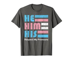 He Him His Pronoun Pin for True Trans Soul T-Shirt, Men, Asphalt Grey, 4X-Large