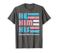He Him His Pronoun Pin for True Trans Soul T-Shirt, Men, Asphalt Grey, 6X-Large