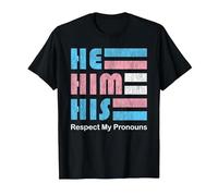 He Him His Pronoun Pin for True Trans Soul T-Shirt, Men, Black, Medium