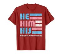 He Him His Pronoun Pin for True Trans Soul T-Shirt, Men, Cranberry Red, 3X-Large