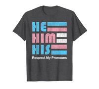 He Him His Pronoun Pin for True Trans Soul T-Shirt, Men, Dark Heather Grey, 3X-Large