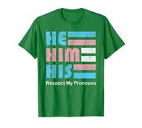 He Him His Pronoun Pin for True Trans Soul T-Shirt, Men, Kelly Green, Large