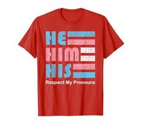 He Him His Pronoun Pin for True Trans Soul T-Shirt, Men, Red, Large