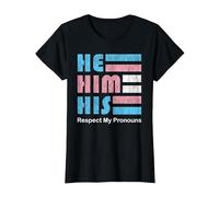 He Him His Pronoun Pin for True Trans Soul T-Shirt, Women, Black, Large