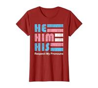 He Him His Pronoun Pin for True Trans Soul T-Shirt, Women, Cranberry Red, Large