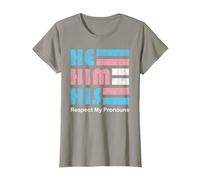 He Him His Pronoun Pin for True Trans Soul T-Shirt, Women, Slate Grey, Large