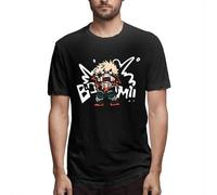 HE&HONP No Game No Life Jibril Men's Cotton Round Neck T-Shirt Fashion Black(X-Large)