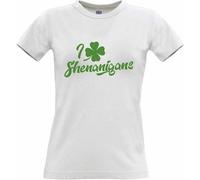 HE&HONP Novelty St Patricks Day Womens Tshirt I Love Shenanigans Lucky Irish Clover75234(X-Large)