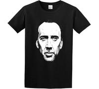 HE&HONP ZHEGUI Nicolas Cage Face T-Shirt Graphic Tee Funny Shirt Black(Medium)