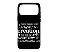 He is a New Creation Quote Floral Typography Encouragement Case for iPhone 17 Pro Max