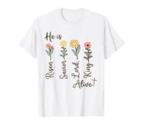 He is Alive Risen Lord Jesus Spring Women's Floral Easter T-Shirt