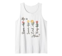 He is Alive Risen Lord Jesus Spring Women's Floral Easter Tank Top