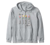 He is Alive Risen Lord Jesus Spring Women's Floral Easter Zip Hoodie