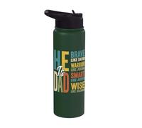 He is Dad Christian Dad Retro Blessed Father God Jesus Papa Stainless Steel Insulated Water Bottle