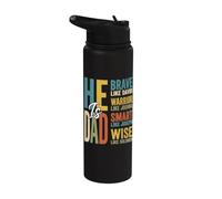 He is Dad Christian Dad Retro Blessed Father God Jesus Papa Stainless Steel Insulated Water Bottle