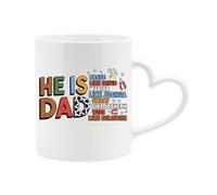 He is Dad Heart Handle Mug Christian Gift for Dad Religious Fathers Day Cup Bible Verse Love Mug Brave Husband Caring - White
