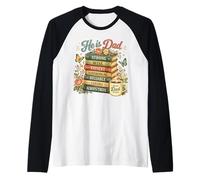 He is Dad Vintage Books Floral Butterfly Father's Day Raglan Baseball Tee