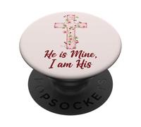 He Is Mine I Am His Christian Faith Love Cross Valentine PopSockets Adhesive PopGrip