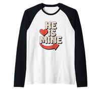 He Is Mine Love Arrow Heart Design Raglan Baseball Tee