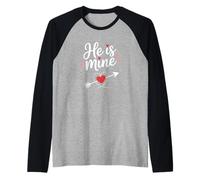 He Is Mine Love Arrow Heart Design Raglan Baseball Tee