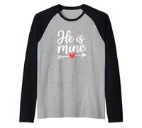 He Is Mine Love Arrow Heart Design Raglan Baseball Tee