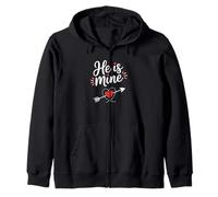 He Is Mine Love Arrow Heart Design Zip Hoodie