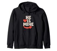 He Is Mine Love Arrow Heart Design Zip Hoodie