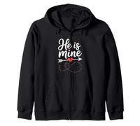 He Is Mine Love Arrow Heart Design Zip Hoodie