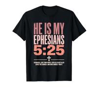 He is My Ephesians 5:25 Christian Husband Bible Value Graphic T-Shirt, Men, Black, XL