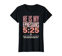 He is My Ephesians 5:25 Christian Husband Bible Value Graphic T-Shirt, Women, Black, L