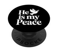 He Is My Peace Christian Dove Olive Branch PopSockets Adhesive PopGrip