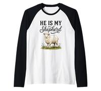 He is My Shepherd Christian Faith Sheep Lamb Psalm Raglan Baseball Tee