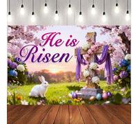 He is Risen Backdrop Banner, Spring Festival Photography Backdrop Easter Day Jesus Resurrection Party Decorations Photo Booth Props 6x4ft
