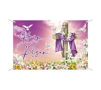 He Is Risen Banner | He is Risen Jesus Backdrop - 120x80cm Spring Wall Decorations, Festive Home Decor for Church, Celebration, Home