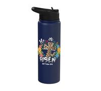 He is Risen Bible Verse Colorful Easter is About Jesus Stainless Steel Insulated Water Bottle