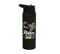 He is Risen Bible Verse Floral Easter is About Jesus Stainless Steel Insulated Water Bottle