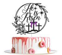 He is Risen Cake Topper, Jesus Easter Party Decorations, He Lives, Spring Easter Festival Party Decorations Gold Glitter, Black and Purple Glitter