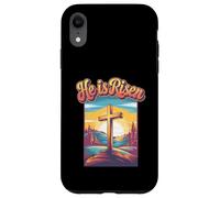 He Is Risen Christian Cross Vintage Design Case for iPhone XR