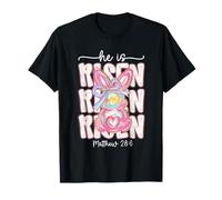 He is Risen Christian Easter Day Religious Bunny Rabbit Bow T-Shirt
