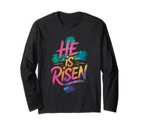He is Risen Christian Easter Faith Cross Design Long Sleeve T-Shirt