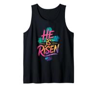 He is Risen Christian Easter Faith Cross Design Tank Top